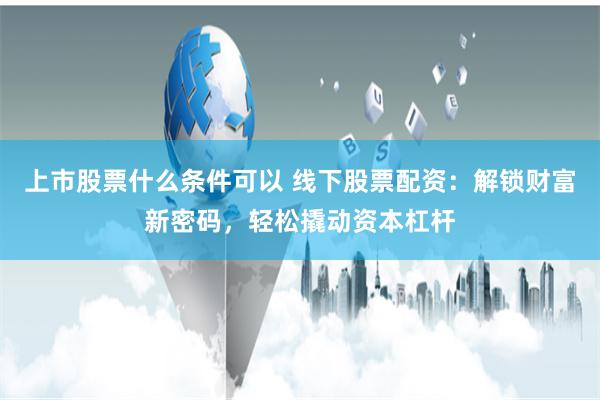 上市股票什么条件可以 线下股票配资：解锁财富新密码，轻松撬动资本杠杆